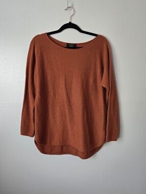 Charter Club 100% Cashmere Sweater Rust Orange Boat Neck Flawed SEE PHOTOS